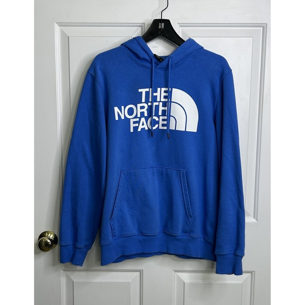 The North Face Hoodie Sweatshirt Mens Medium Pullover Graphic Print Logo Blue